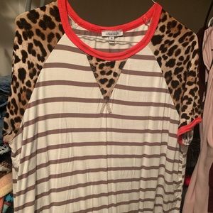 Leopard print/striped top